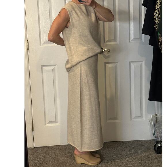 Lauren Manoogian Sleeveless Base Shell Midi Skirt Set Ecru Slub 1 / Small Alpaca - Picture 4 of 16